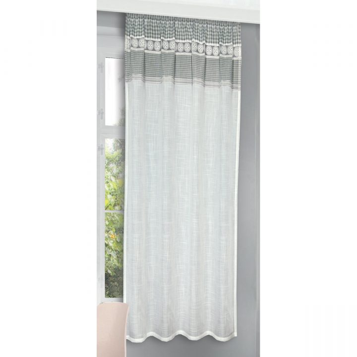 Rideau À Galon Fronçeur Vichy Et Effet Lin (Blanc/Gris à Rideau Effet Lin