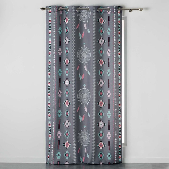 Rideau À Illets "Indien" Anthracite/Menthe Douceur D encequiconcerne Rideau Indien