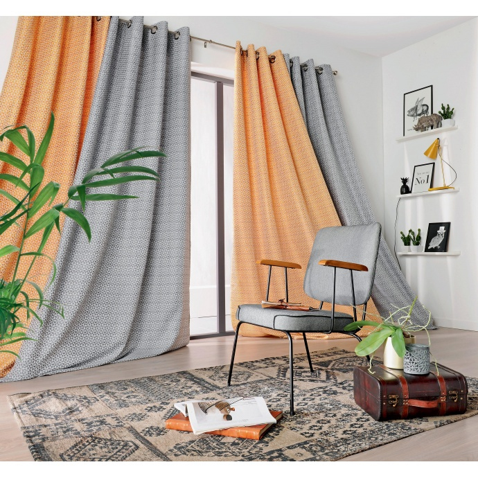 Rideau À Motifs "Géométriques Florales" (Noir Et Blanc dedans Rideaux Motifs Géométriques Rideau À Motifs "Géométriques Florales" (Noir Et Blanc dedans Rideaux Motifs Géométriques