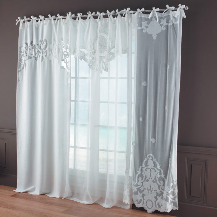 Rideau À Nouettes En Lin Blanc À L'Unité 140X300 Romance à Rideau En Lin Blanc