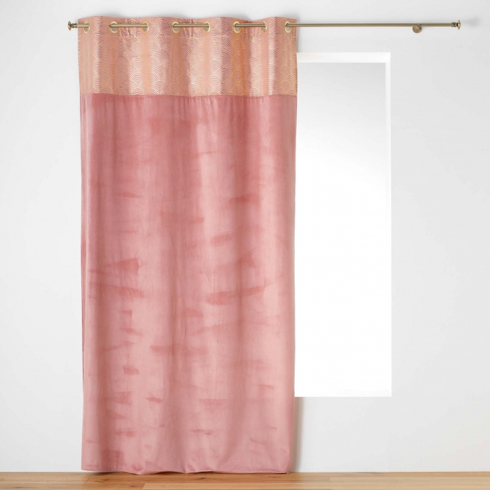 Rideau A Oeillets 140 X 240 Cm Velours+Top Imprime Or à Rideau Velours Rose