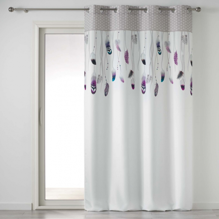 Rideau A Oeillets 140 X 260 Cm Polyester Imprime Pastel pour Rideau Pastel