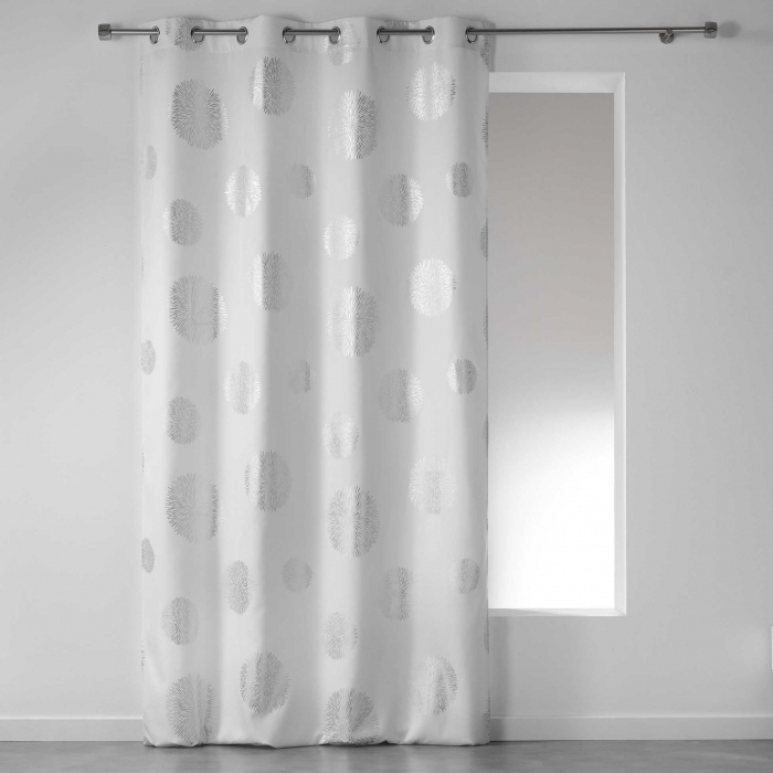 Rideau A Oeillets 140 X 280 Cm Polyester Imprime Argent serapportantà Rideaux Occultants 280 Cm Rideau A Oeillets 140 X 280 Cm Polyester Imprime Argent serapportantà Rideaux Occultants 280 Cm