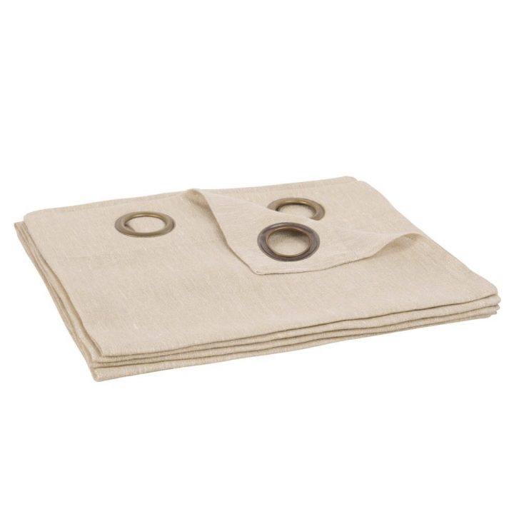 Rideau À Œillets En Coton Et Lin Beige Pailletté 140X250 concernant Rideau En Lin Beige