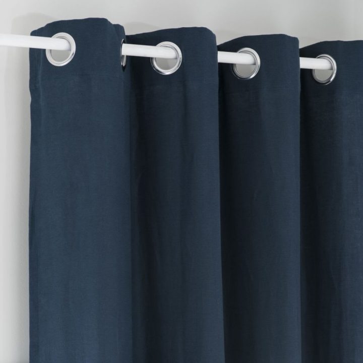 Rideau À Œillets En Lin Lavé Bleu Saphir À L'Unité 130X300 pour Rideaux En Lin Lavé Rideau À Œillets En Lin Lavé Bleu Saphir À L'Unité 130X300 pour Rideaux En Lin Lavé