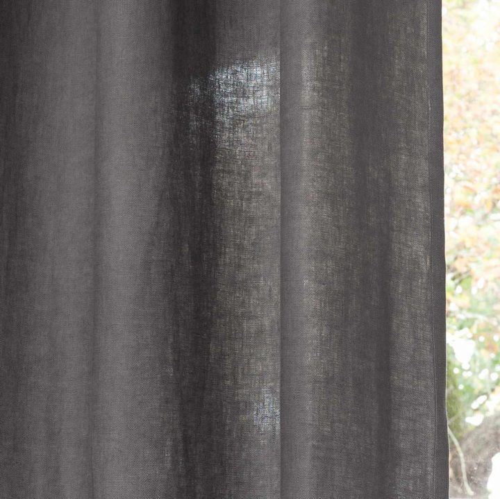Rideau À Œillets En Lin Lavé Gris 130X300 | Maisons Du Monde encequiconcerne Rideau En Lin Gris