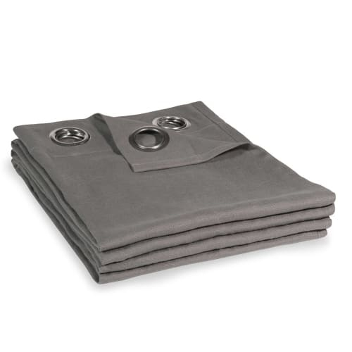 Rideau À Œillets En Lin Lavé Gris À L'Unité 130X300 tout Rideau En Lin Gris