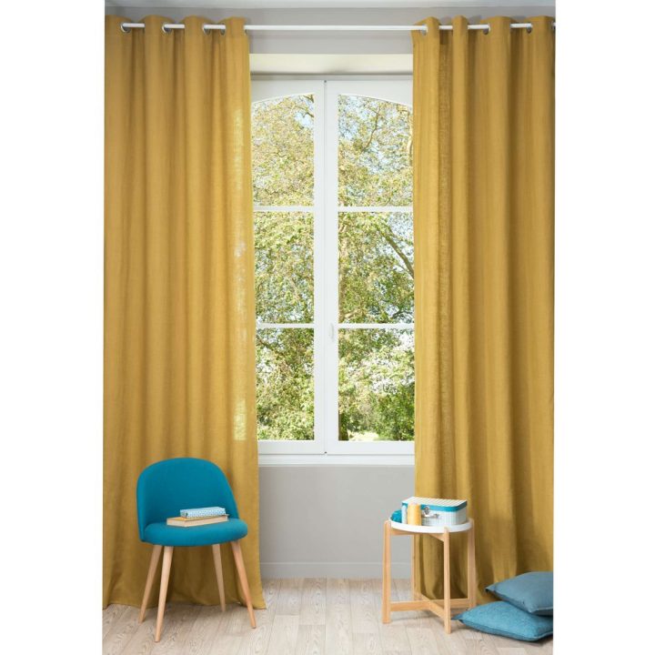 Rideau À Œillets En Lin Lavé Jaune Moutarde 130 X 300 Cm tout Rideaux En Lin Lavé Rideau À Œillets En Lin Lavé Jaune Moutarde 130 X 300 Cm tout Rideaux En Lin Lavé