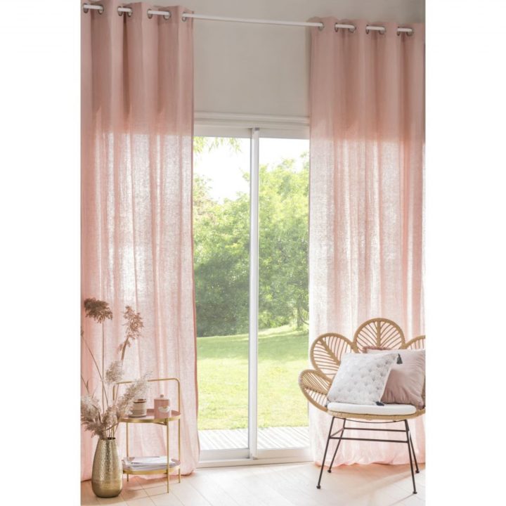 Rideau À Œillets En Lin Lavé Rose Poudré À L'Unité 130X300 pour Rideau Occultant Rose Poudré Rideau À Œillets En Lin Lavé Rose Poudré À L'Unité 130X300 pour Rideau Occultant Rose Poudré