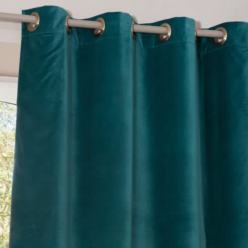 Rideau À Œillets En Velours Bleu Canard À L'Unité 140X300 tout Rideaux Occultants Bleu Canard