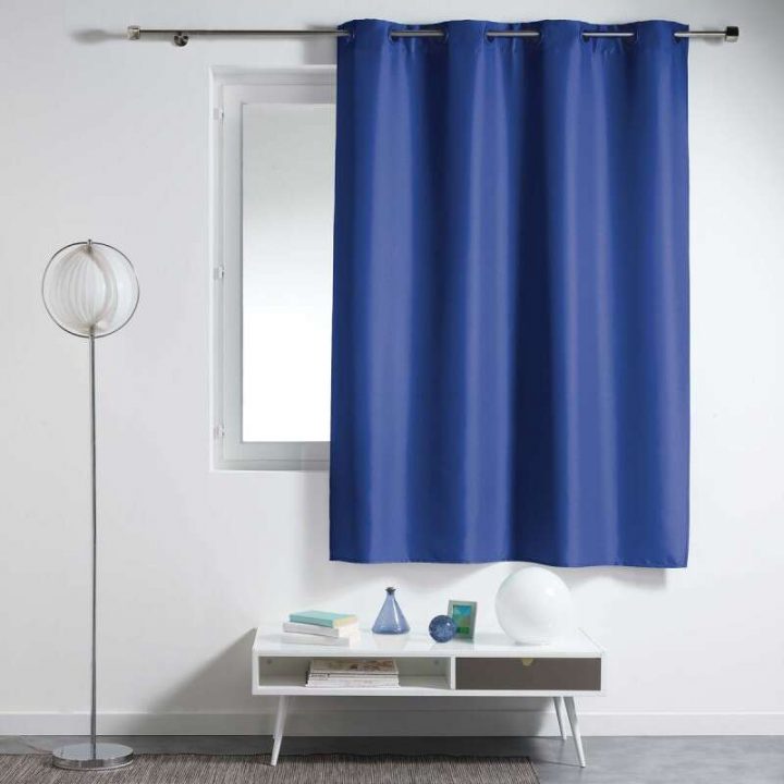 Rideau À Oeillets "Essentiel" 140X180 Cm Bleu Indigo intérieur Rideau Occultant 140X180