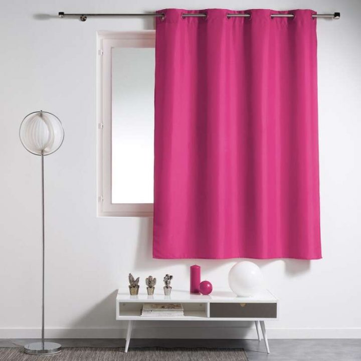 Rideau À Oeillets "Essentiel" 140X180 Cm Fuchsia – Rideau But destiné Rideau Occultant 140X180