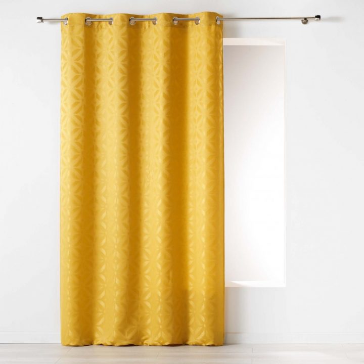 Rideau À Œillets Jacquard Jaune Miel Majestic – Rideau tout Rideau Lumineux Gifi