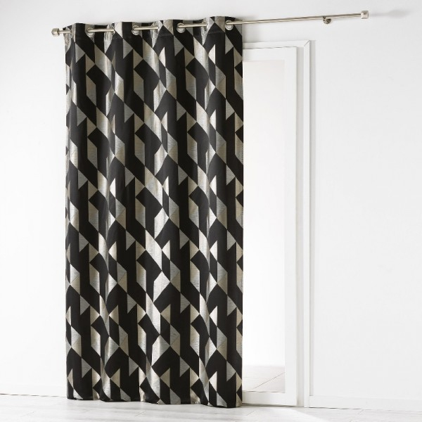 Rideau À Oeillets Jacquard Triangle Noir Or – Rideau dedans Rideau Triangle Rideau À Oeillets Jacquard Triangle Noir Or – Rideau dedans Rideau Triangle