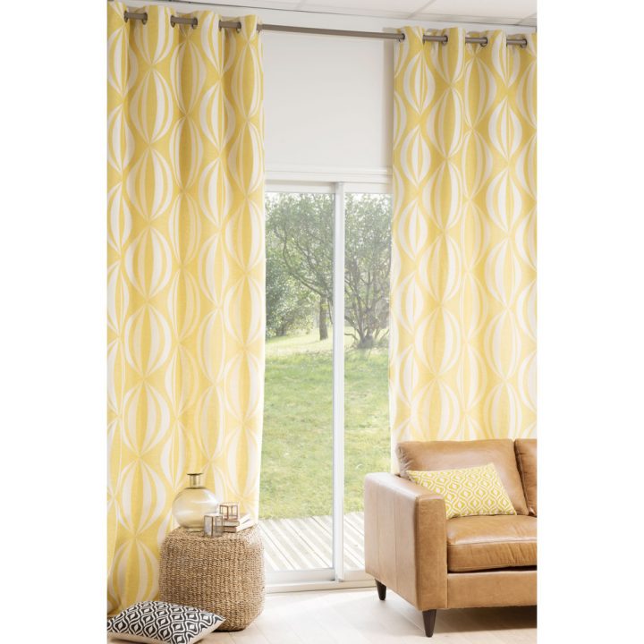 Rideau À Œillets Jaune/Blanc 140 X 300 Cm Hypnosis pour Rideaux Colorés Rideau À Œillets Jaune/Blanc 140 X 300 Cm Hypnosis pour Rideaux Colorés