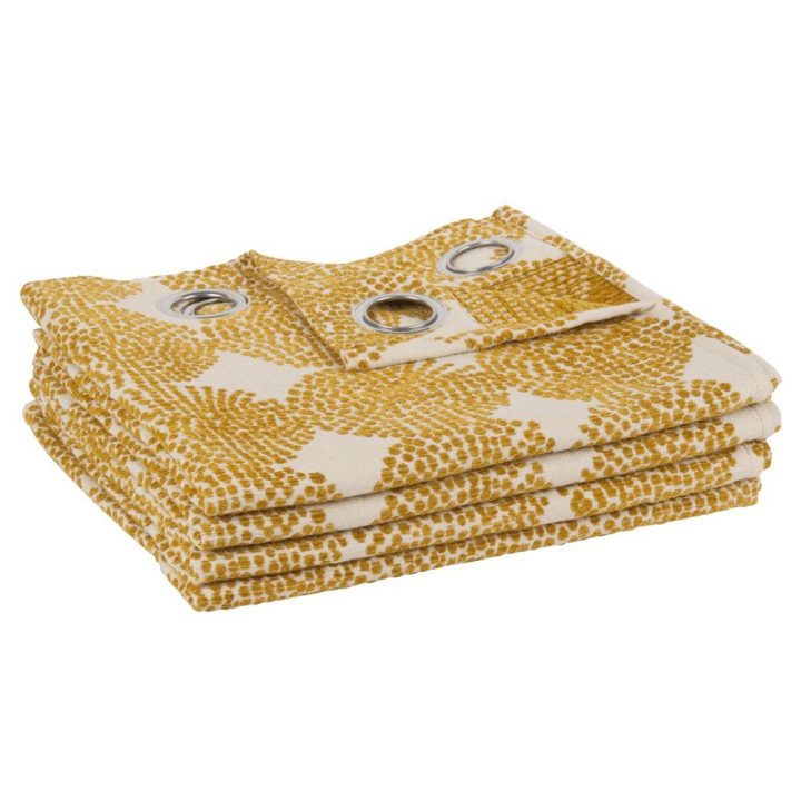 Rideau À Œillets Jaune Moutarde À Motifs À L'Unité 135X250 dedans Rideau Moutarde Rideau À Œillets Jaune Moutarde À Motifs À L'Unité 135X250 dedans Rideau Moutarde