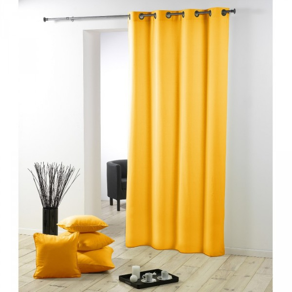Rideau À Oeillets Métal Uni Jaune – Rideau – Rideau Et avec Rideau Occultant Gifi