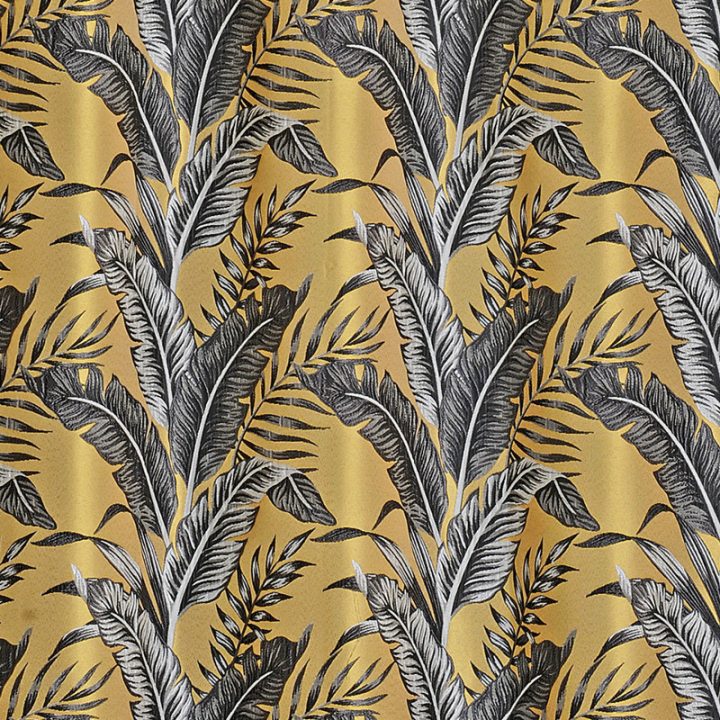 Rideau À Œillets – Motif Exotique Jaune Et Gris – Sumatra tout Rideau Gris Et Jaune