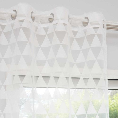 Rideau À Œillets Motifs Triangles Blancs 140 X 250 Cm Trix dedans Rideau Gris Et Rose