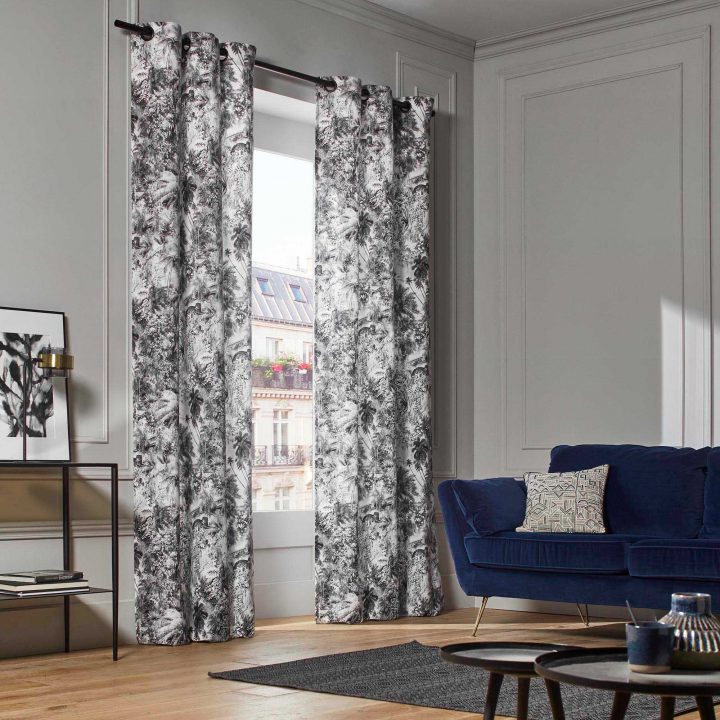 Rideau À Oeillets Noirs Kali Blanc Madura serapportantà Rideaux Jungle Rideau À Oeillets Noirs Kali Blanc Madura serapportantà Rideaux Jungle