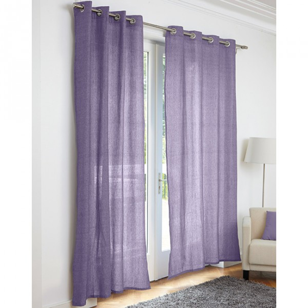 Rideau À Oeillets Prune Blanc – Rideau – Rideau Et Voilage concernant Rideau Perle Gifi