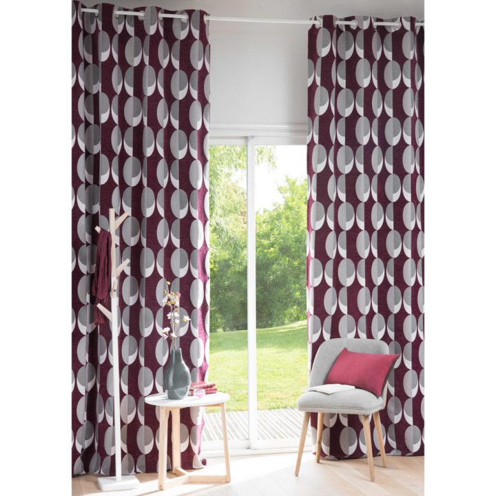 Rideau À Œillets Prune Motifs Bicolores 140X300Cm Poppy concernant Rideau Lin Prune Rideau À Œillets Prune Motifs Bicolores 140X300Cm Poppy concernant Rideau Lin Prune