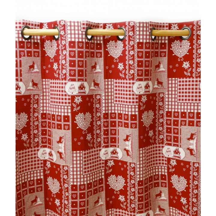 Rideau À Oeillets Rouge Style Chalet En Coton | Grenier Alpin tout Rideaux Style Montagne Rideau À Oeillets Rouge Style Chalet En Coton | Grenier Alpin tout Rideaux Style Montagne