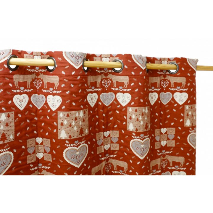 Rideau À Oeillets Rouge Type Chalet En Coton | Grenier Alpin serapportantà Rideaux Style Montagne Rideau À Oeillets Rouge Type Chalet En Coton | Grenier Alpin serapportantà Rideaux Style Montagne