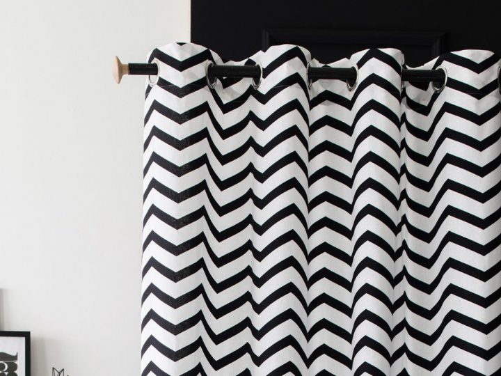 Rideau À Œillets Tamisant 100% Coton Motif Chevron Noir intérieur Rideau Mauve Et Blanc Rideau À Œillets Tamisant 100% Coton Motif Chevron Noir intérieur Rideau Mauve Et Blanc