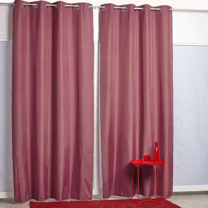 Rideau À Oeillets Thermique Rouge – Rideau Occultant pour Rideau Occultant Gifi