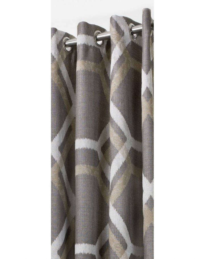 Rideau Ameublement Gris Anthracite Motif Géométrique Beige destiné Rideau Taupe Et Blanc