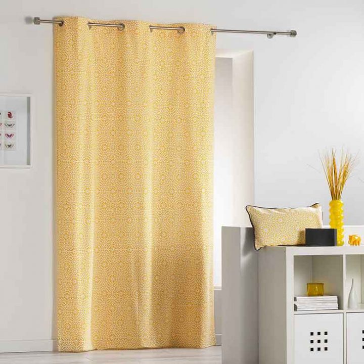 Rideau Avec Motif Géométrique "Fleurs" (Jaune), (Indigo concernant Rideau Forme Geometrique