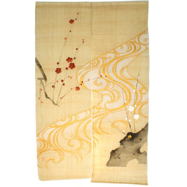 Rideau Beige Noren Japonais En Lin Plum encequiconcerne Rideau Japonais Design