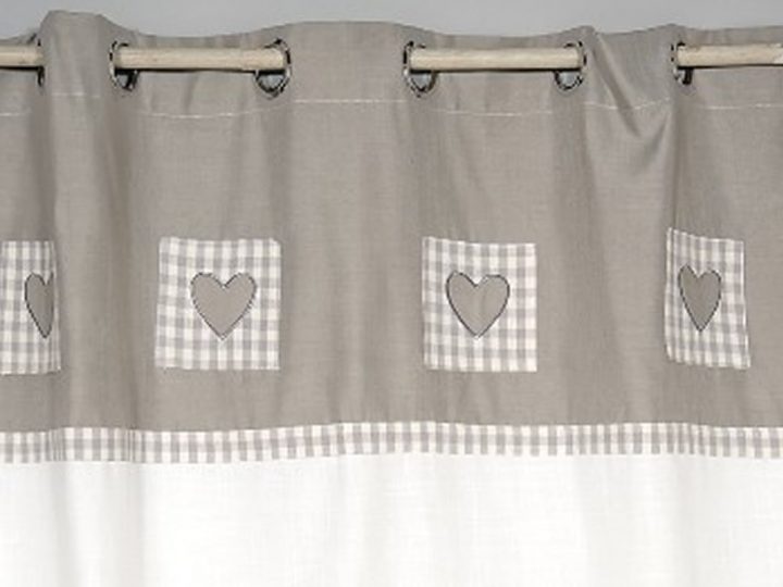 Rideau Blanc Et Gris À Coeurs – Simla – Neuf | Ebay encequiconcerne Rideau Mauve Et Blanc