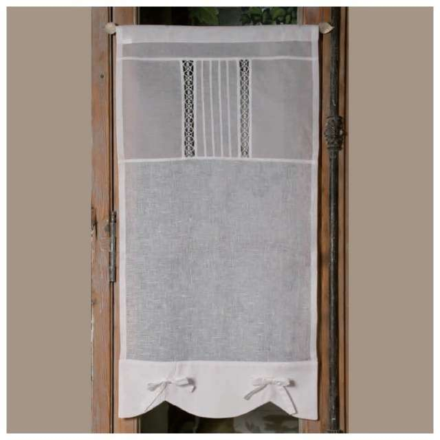 Rideau Brise-Bise Lin Blanc Deco De Charme dedans Rideaux De Charme