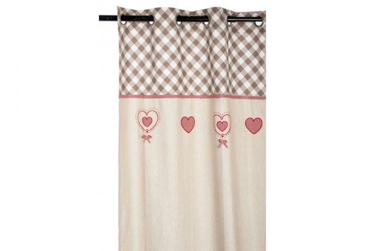 Rideau Campagne Chic Beige/Marron Avec Cœurs Rouges concernant Rideaux Campagne Chic Rideau Campagne Chic Beige/Marron Avec Cœurs Rouges concernant Rideaux Campagne Chic