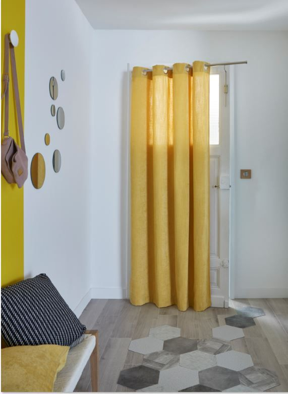 Rideau Colours Spanish Jaune 140 X 240 Cm | Rideau Jaune encequiconcerne Tringle A Rideau Pour Porte D Entrée