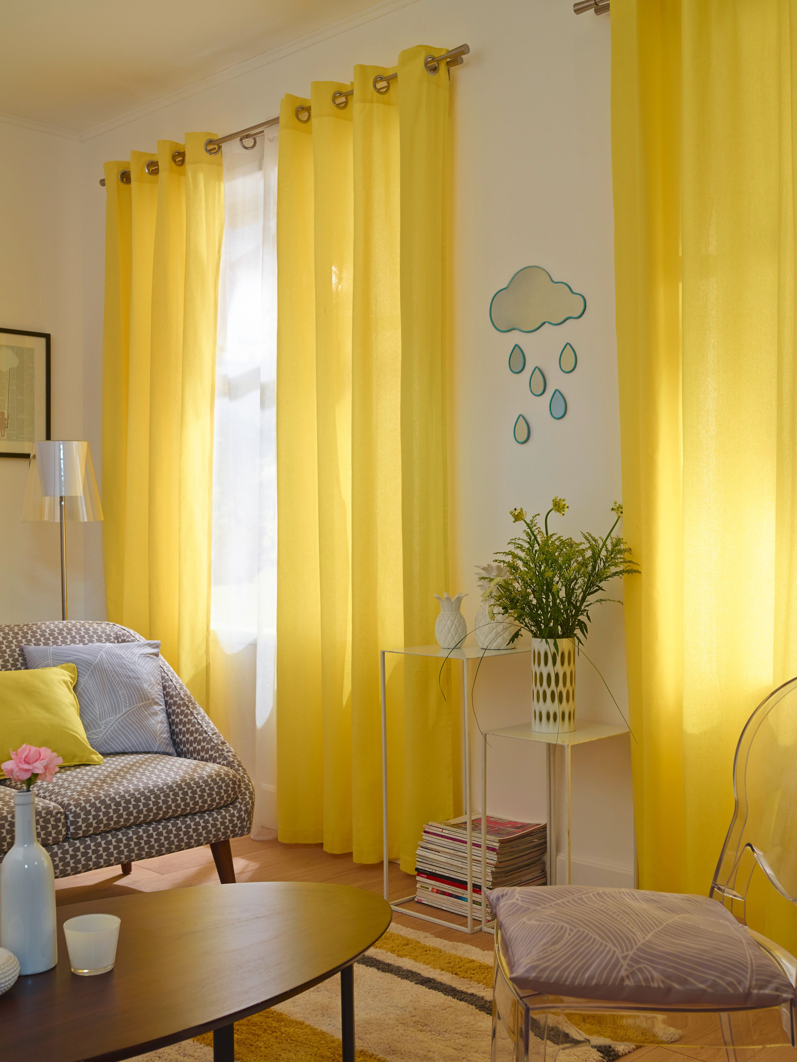 Rideau Colours Zen Jaune 140 X 240 Cm En 2020 | Rideau dedans Rideaux Pour Petite Fenêtre