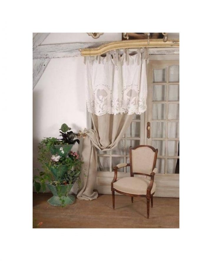 Rideau Coquecigrues Lin Modèle Saint-Paterne Beige pour Rideaux Shabby Chic