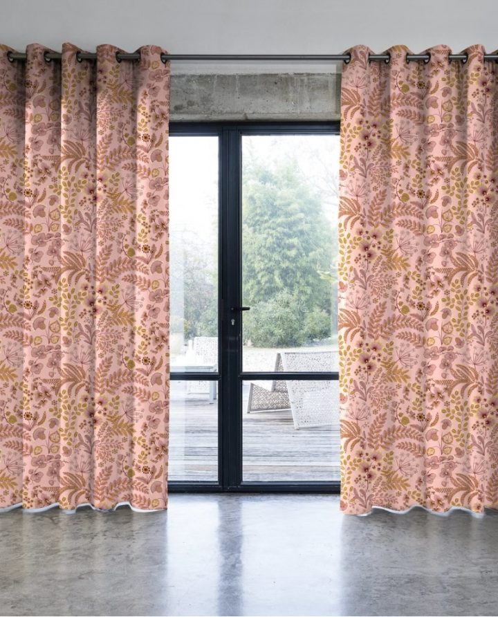 Rideau Coton Thevenon Phoenix Fond Rose Poudre 2213614 avec Rideau Occultant Rose Poudré Rideau Coton Thevenon Phoenix Fond Rose Poudre 2213614 avec Rideau Occultant Rose Poudré