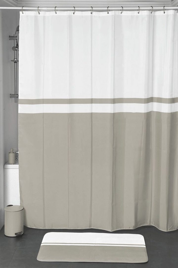 Rideau De Douche Bicolore Blanc Et Taupe | Idées Pour La destiné Rideau Velours Blanc Rideau De Douche Bicolore Blanc Et Taupe | Idées Pour La destiné Rideau Velours Blanc