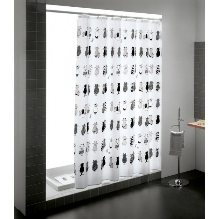 Rideau De Douche En Polyester 240X200 Cm Avec Motifs Chats tout Rideau Douche 240X200