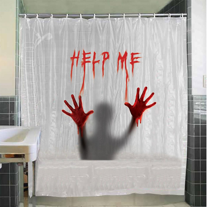 Rideau De Douche Ensanglanté, Décoration Salle De Bain dedans Support Rideau De Douche