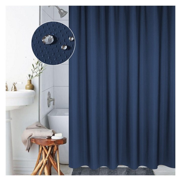 Rideau De Douche Étanche Polyester Salle De Bain Bleu dedans Rideau Douche 240X200