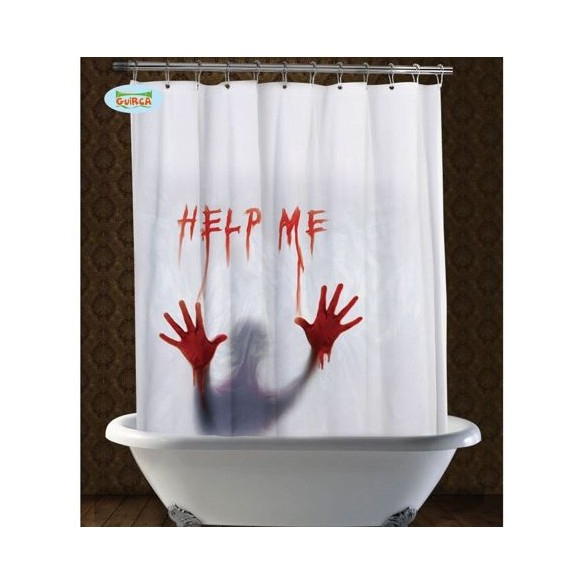 Rideau De Douche Help Me |Décoration Halloween – Fête En Folie tout Support Rideau De Douche
