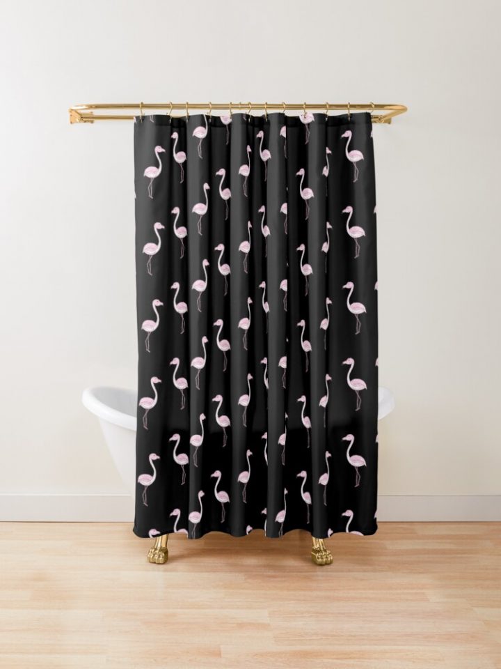 Rideau De Douche « Motif Flamant Rose Dessin », Par K tout Rideau Flamant Rose