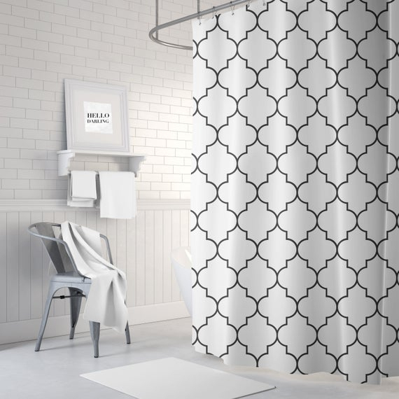 Rideau De Douche Quadrilobe Noir Et Blanc Rideau De Douche encequiconcerne Rideau Quadrilobe