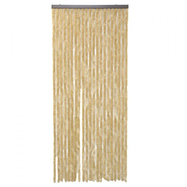 Rideau De Porte (120 X H220 Cm) Chenille Beige – Rideau à Rideau De Porte Chainette Aluminium