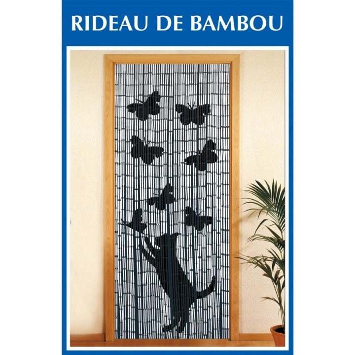 Rideau De Porte Bambou – Chat Et Papillon concernant Rideau Porte Bambou