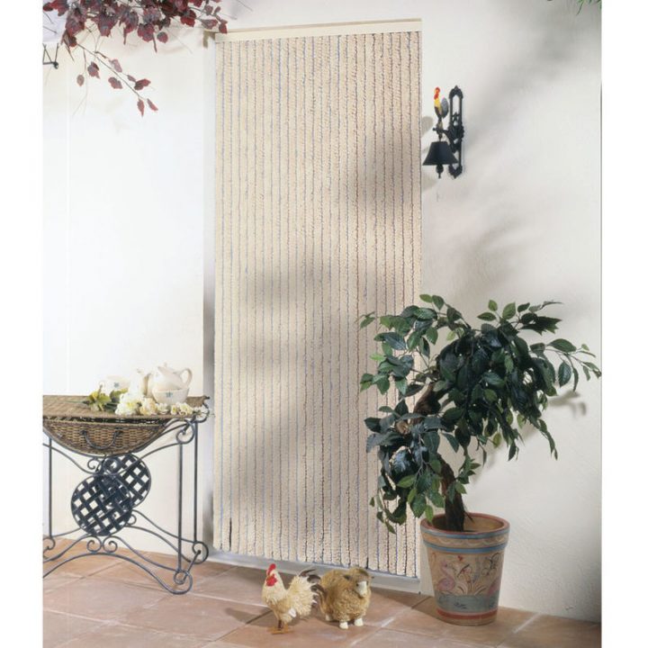 Rideau De Porte Chenille Florence Beige – 90 X 220 Cm dedans Rideau Hauteur 220